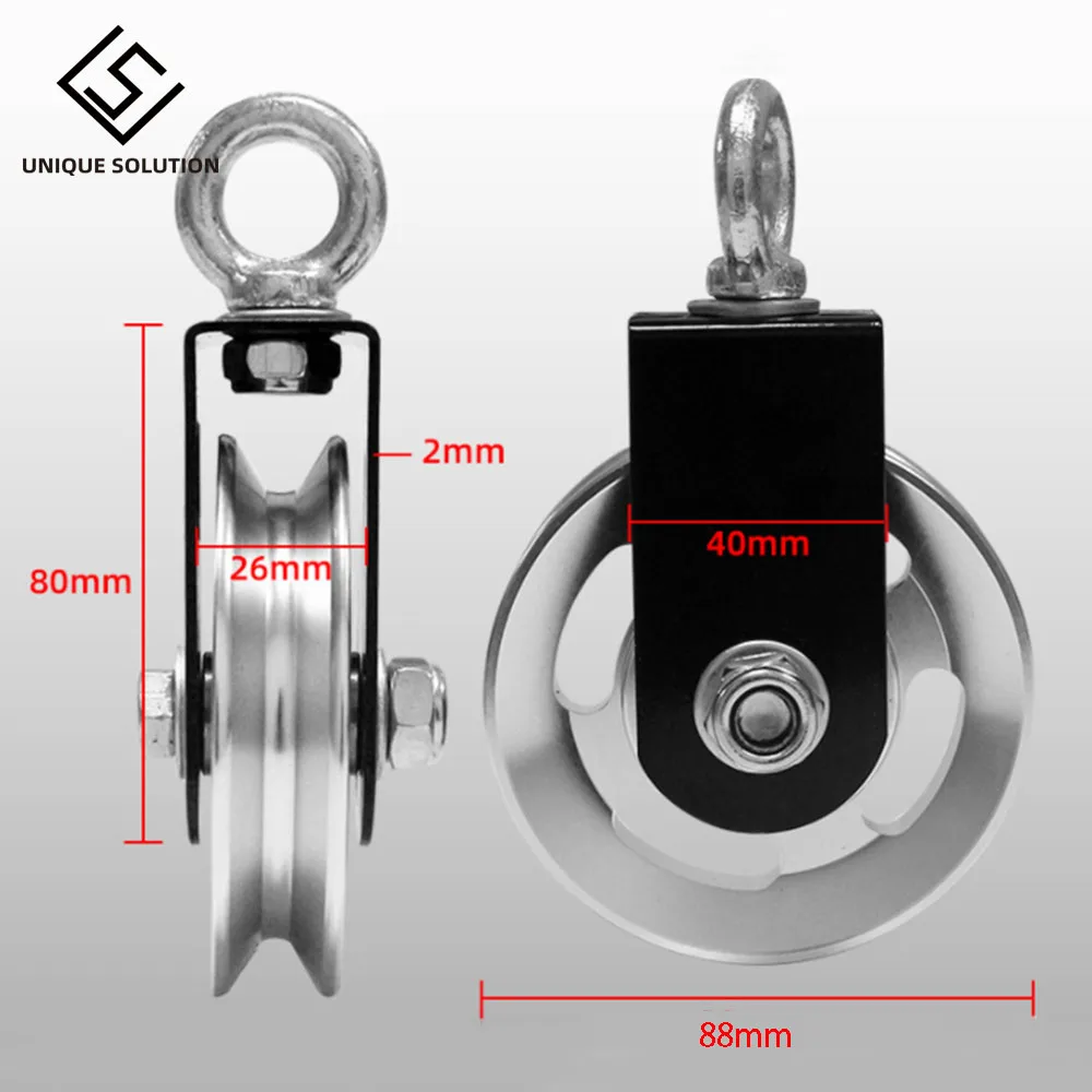 73-95mm Bearing Lifting Gym Pulley Silent U Shape Hanging Wheel Fitness Strength Training Accessories Heavy Duty Traction Wheel