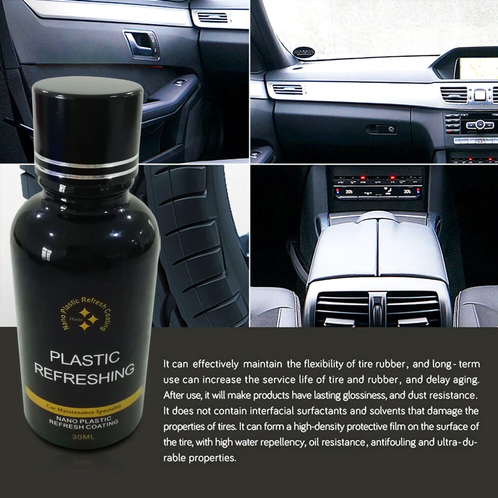 50ml Car Plastic Restore Coating Agent Auto Plastic Rubber Exterior Repair Clean Refresh Restoration Agent Black Shine Seal