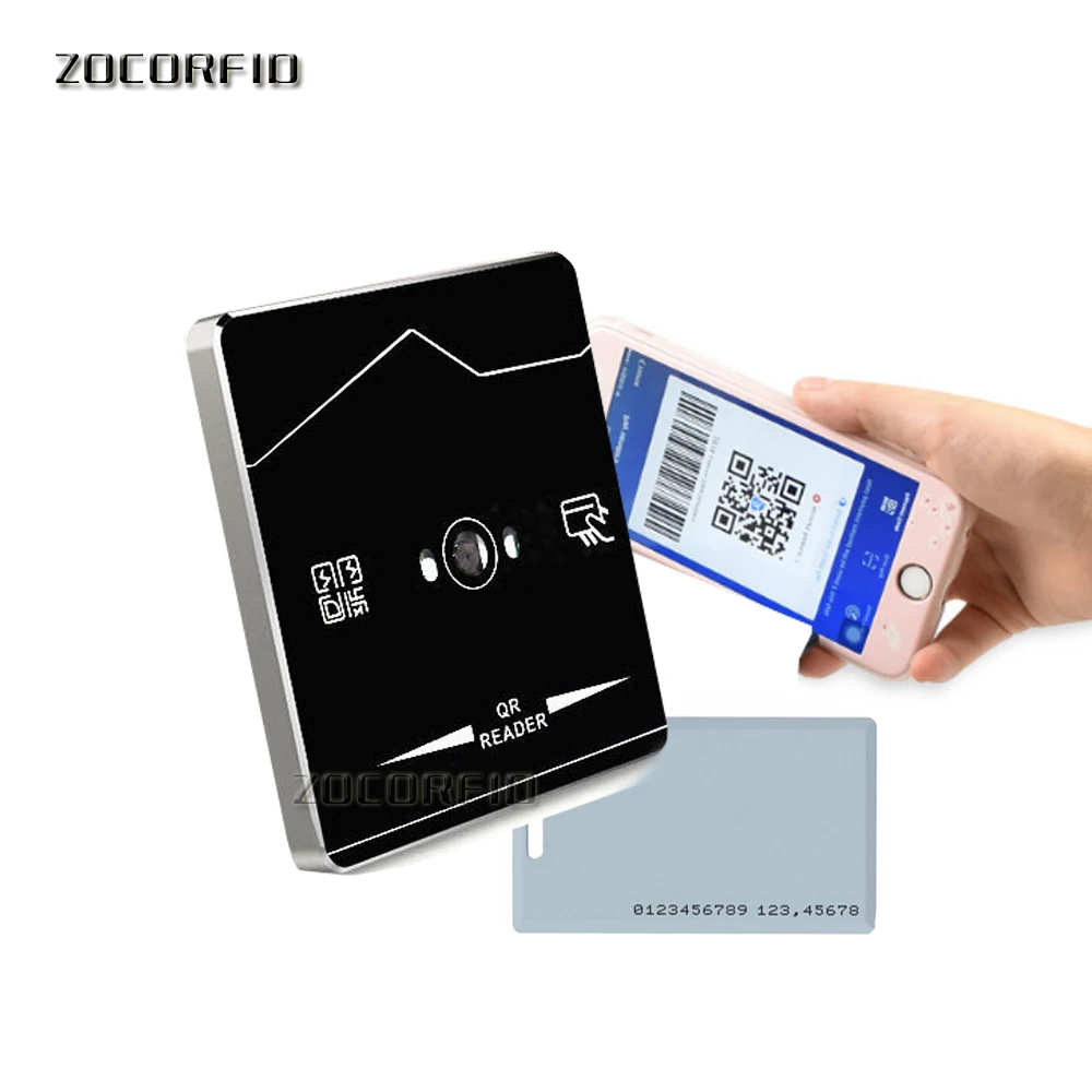 QR Code RFID Reader 125khz ID 13.56mhz IC access control card reader scanner WEIGAND/RS232/485 Interface