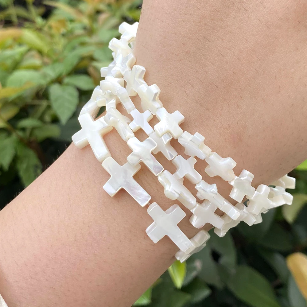 Natural White Cross Shell Beads Necklace Bracelet Accessories For Jewelry Making Diy Loose Beads Mother Of Pearl Shell