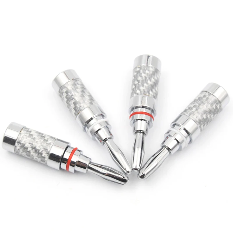 Hifi 2020New 4PCS Copper Speaker Screw Carbon Fiber Rhodium Plating Plug Banana Connector Carbon Fiber Banana Jack Adapter