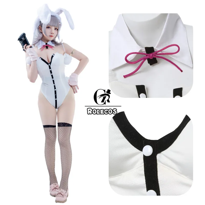 ROLECOS DanganRonpa Cosplay Chiaki Nanami Cosplay Danganronpa Chiaki Nanami przebranie na karnawał kostium króliczka seksowny kombinezon body