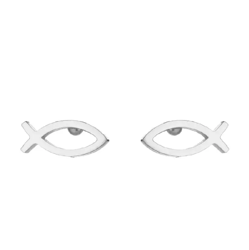 Simple Stainless Steel Jesus Fish Studs Earrings Cute Small Animal Earring For Girls Kids Female Ehnic Earrings 2021 New