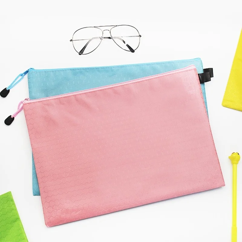 20PCS Canvas Zipper Bags Colorful Document Pouch File Bag File Folder Stationery School Words Filing Production