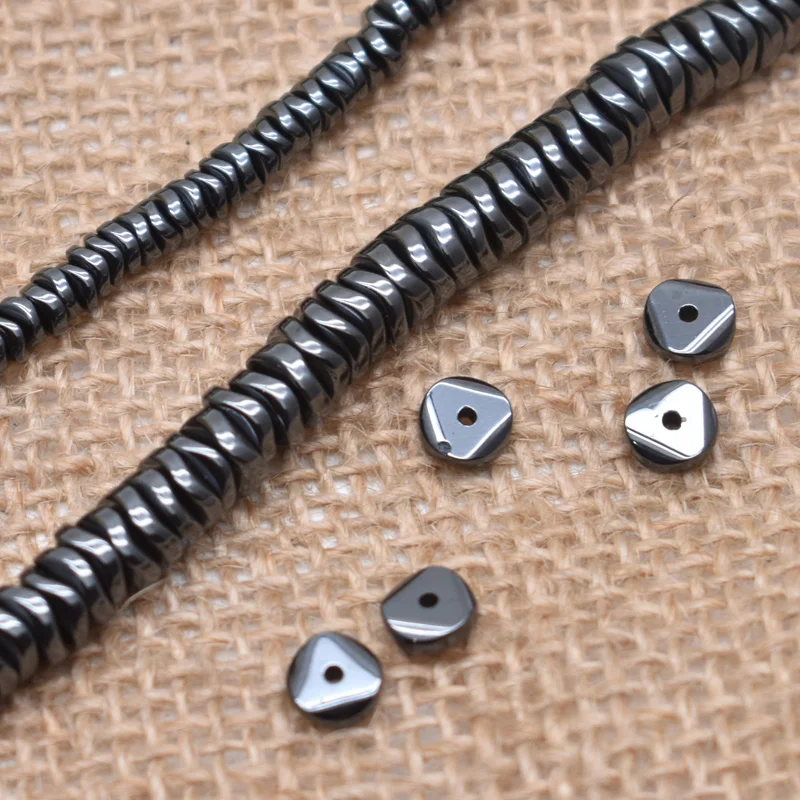 Yanqi Wholesale 4/6mm Natural Stone Beads Round Chip Shape Hematite Beads Flat Loose Beads For Jewelry Making DIY Bracelet 15\