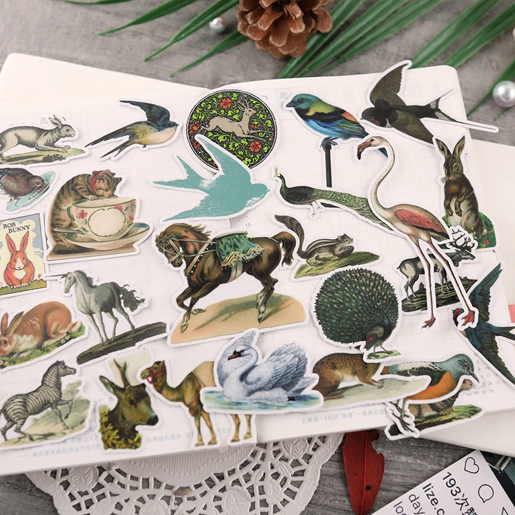 

26pcs/lot Retro animals Sticker Diy Album Scrapbooking Diary Planner Journal Sticker Decorative Label For Kids