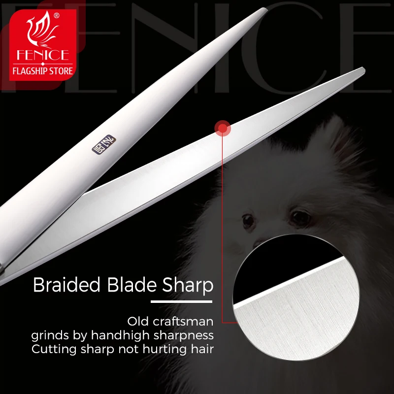 Fenice 10 Inch Professional Dog Grooming Cutting Shears Japan 440C Straight Scissors Pet  Accesories Groomer Tools