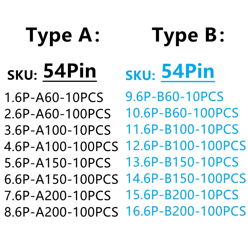 10PCS/100PCS AWM 20624 80C 60V VW-1 FFC-0.5MM-54Pin TypeA/B 60/100/150/200มม.