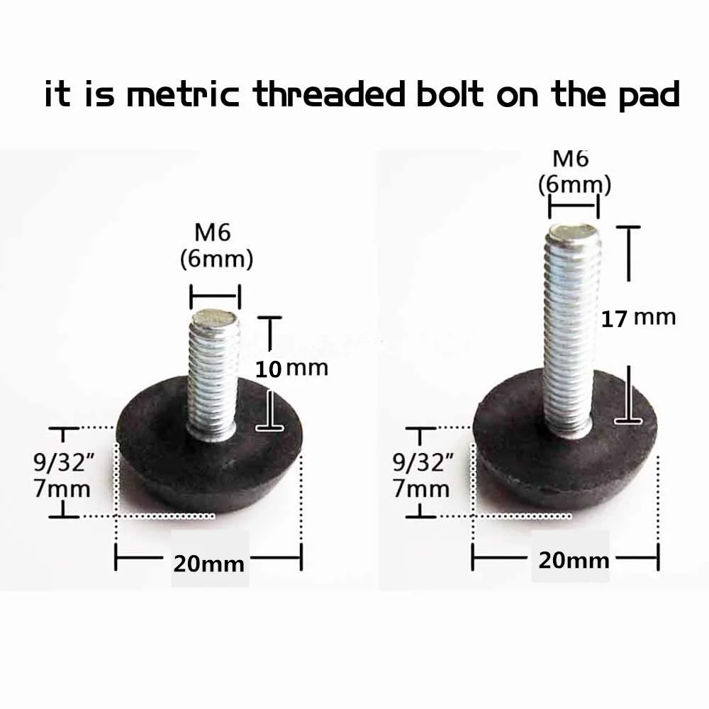 Pieds de jambe de nivellement réglables pour meubles, table, chaise, canapé, armoire, pieds de glissière foetale, vis de base de compte-gouttes, 2,2 M6 sur le tampon, 10 pièces