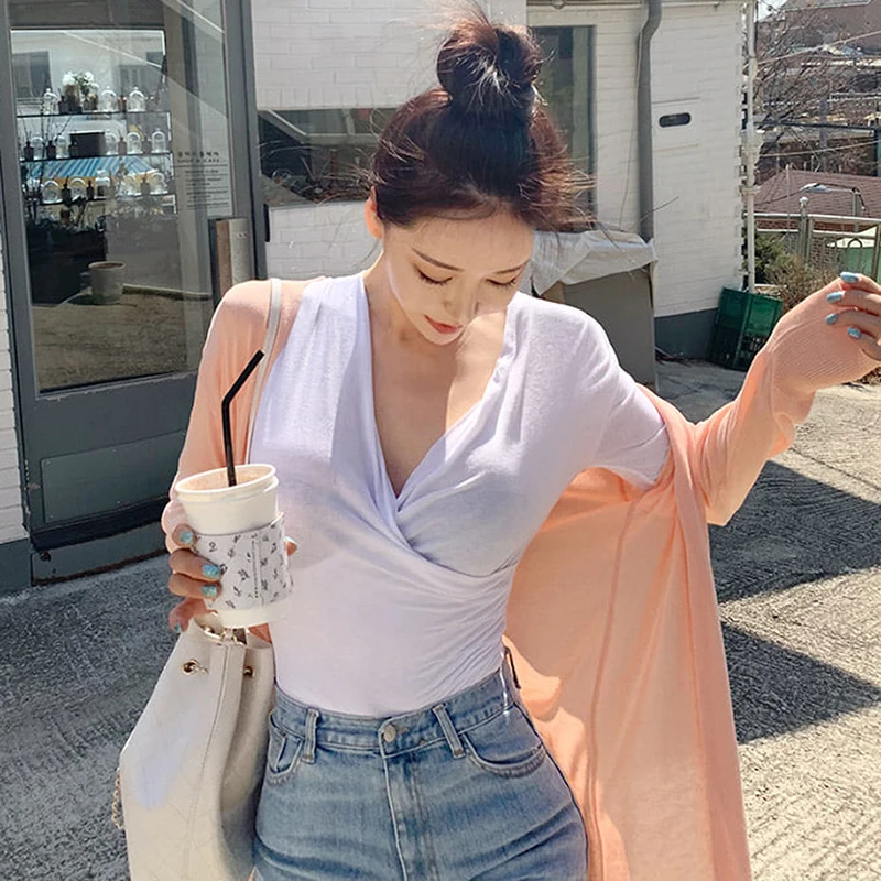 NEW Summer Top Sexy T Shirt Women 2020 Elasticity T-Shirt Korean Style Woman Clothes Slim Tshirt Female Casual short Sleeve Tops