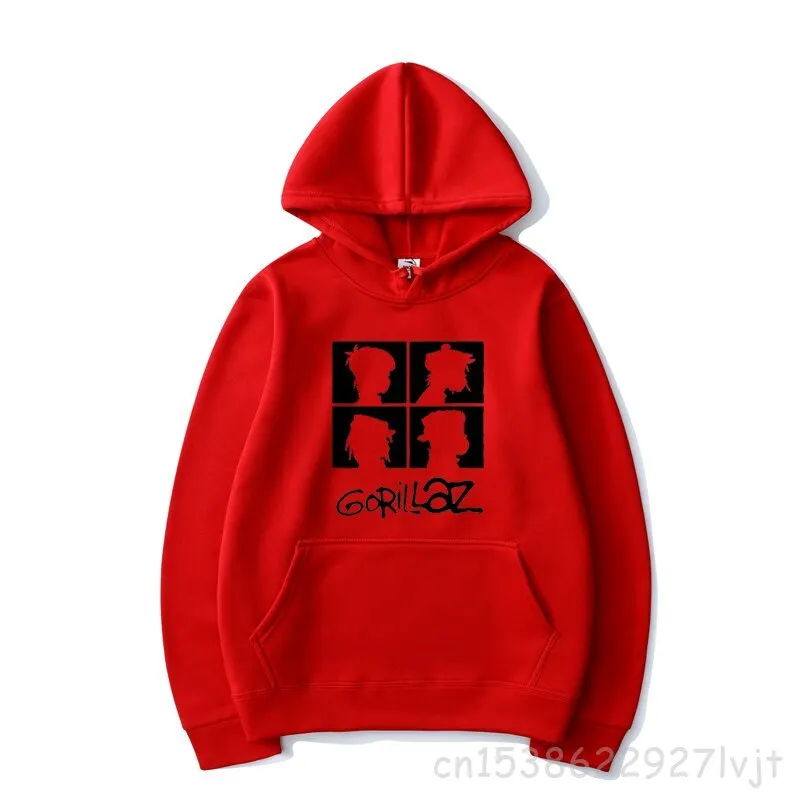 Gorillaz HipHop Printed Hoodies Music Rock Band Sports Casual Hooded Sweatshirt Hip Hop Pullover Hoodie Tops Coat