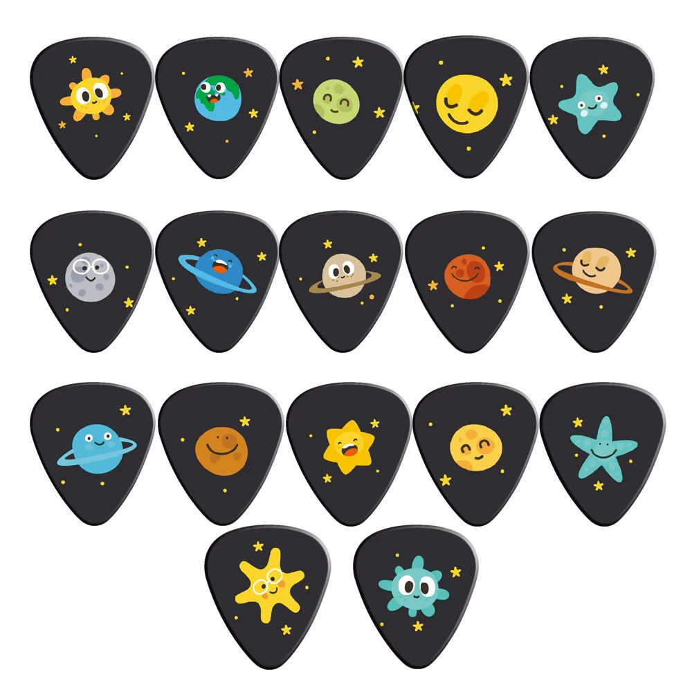 Soach 10 pçs/lote 0.71mm espessura dos desenhos animados vastidão do universo estrela picaretas de guitarra padrão cinta guitarra peças guitarra acc