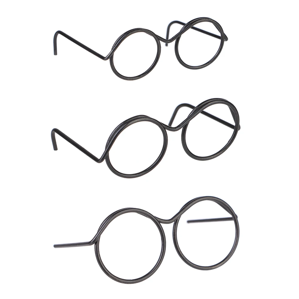 5/10Pcs Retro Metal Lensless Doll Glasses Eyewear Toys Fashion Round Frame Cool Miniature Glasses For Doll Clothes Accessories