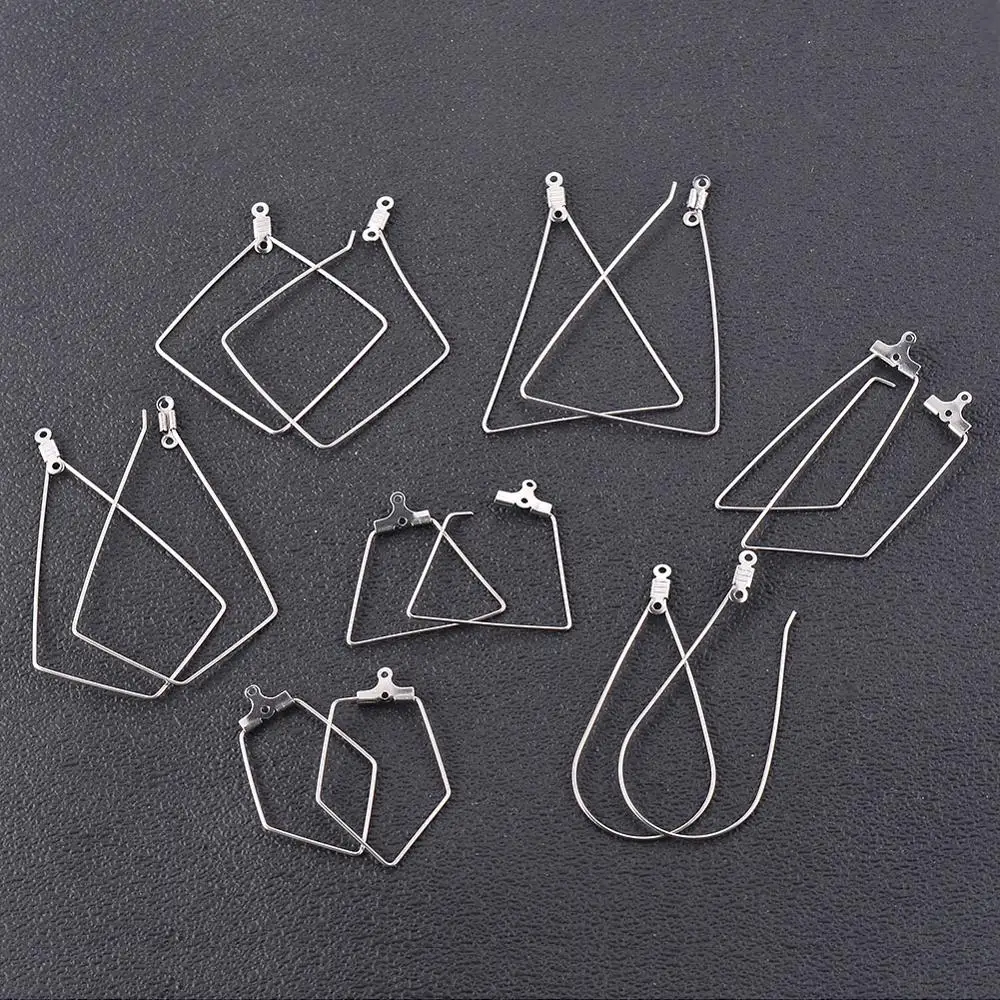 10pcs Silver Stainless Steel Earrings Pendants DIY Accessories Geometric Shaped Jewelry Making Handmade Findings 7 Style