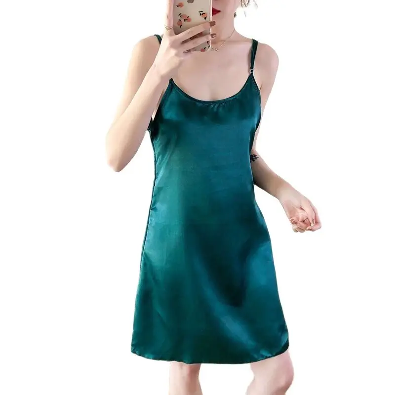 Robe de soirée mi-longue en Satin lisse pour femmes, tenue de soirée décontractée, bretelles Spaghetti, mode, Sexy, Slim, Streetwear