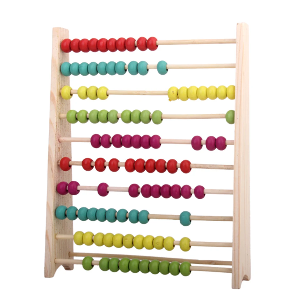 Abaco in legno 10 aste colorate 100 perline Bambini Giochi di conteggio matematico per bambini Giocattolo educativo Apprendimento prescolare