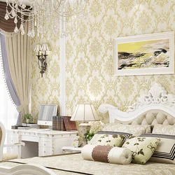 WELLYU wallpaper High-end new European Damascus wallpaper living room bedroom round screen co-craft wallpaper papel de parede