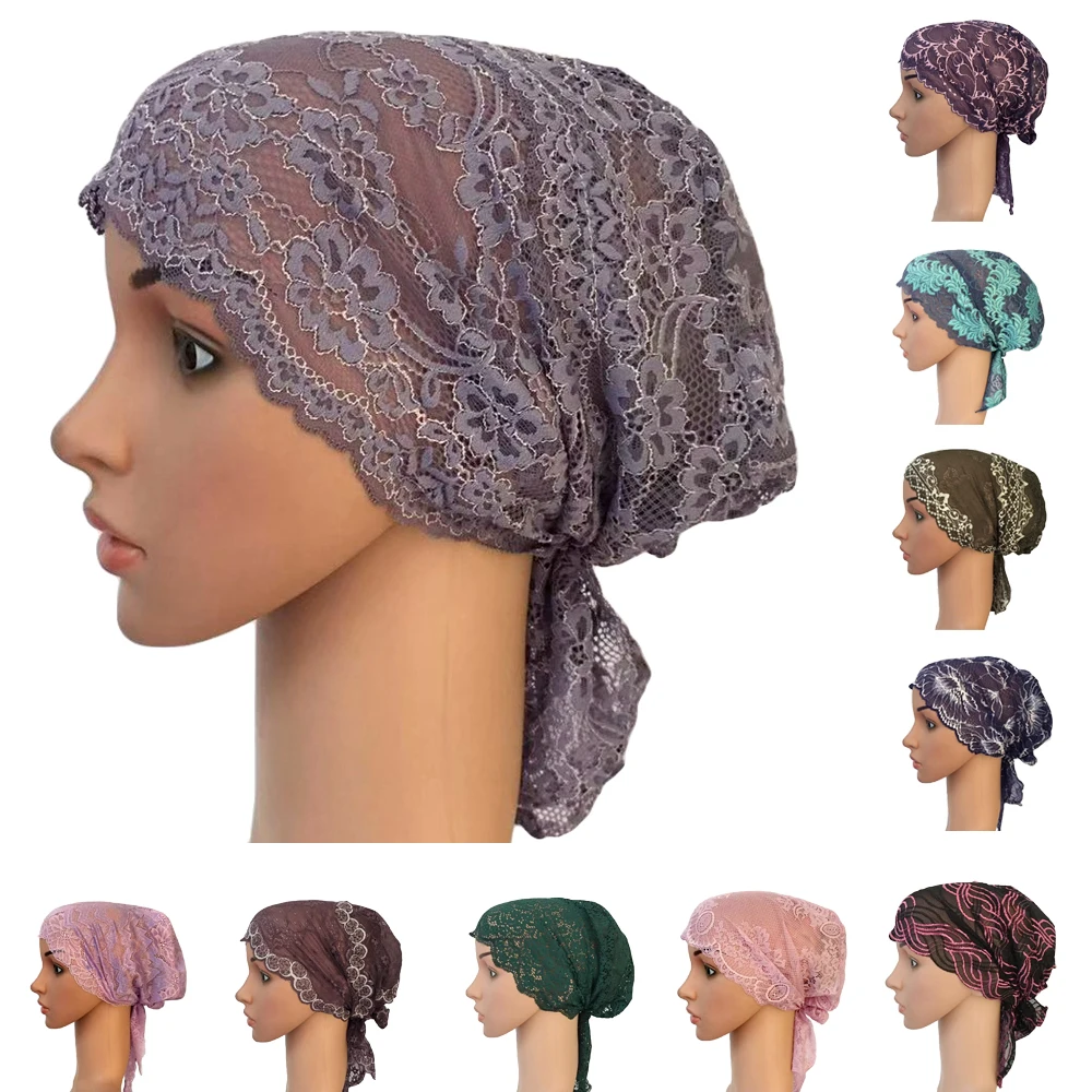 Gorro interior de turbante musulmán para mujer, gorro islámico de encaje árabe, gorro para quimio, gorro con cubierta, gorro para la pérdida de