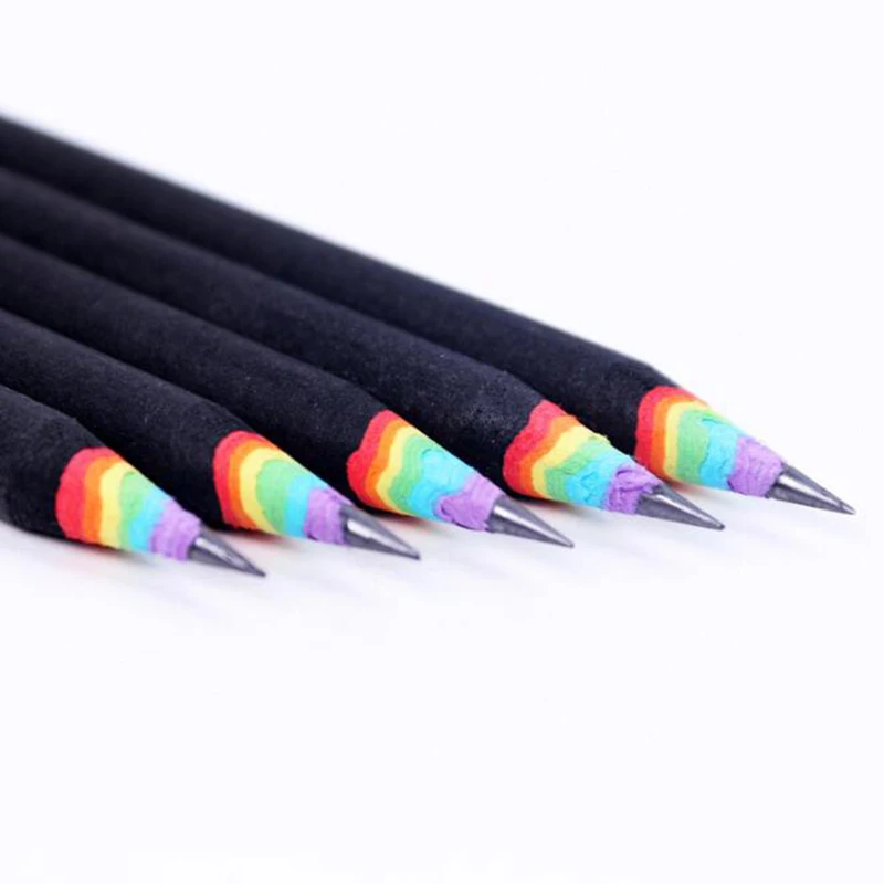 

Creative New Style Environmentally Friendly Paper Pencil Rainbow 2B Black Lead Drawing Supplies School Office Stationery 1pc