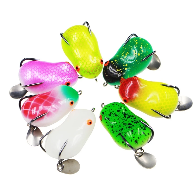 

Fish Tackle Colorful Soft Bionic Frog Fishing Lure Simulation Fake Hollow Body Topwater Double Hook Bait Fishing Tool