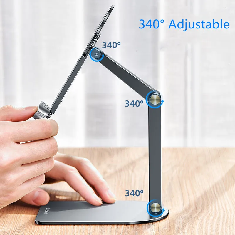 2 in 1 알루미늄 합금 휴대용 금속 붕괴 340 ° 조정 가능한 태블릿 핸드폰 데스크 스탠드 4 ''-12.9'' 스마트 폰 새 패드