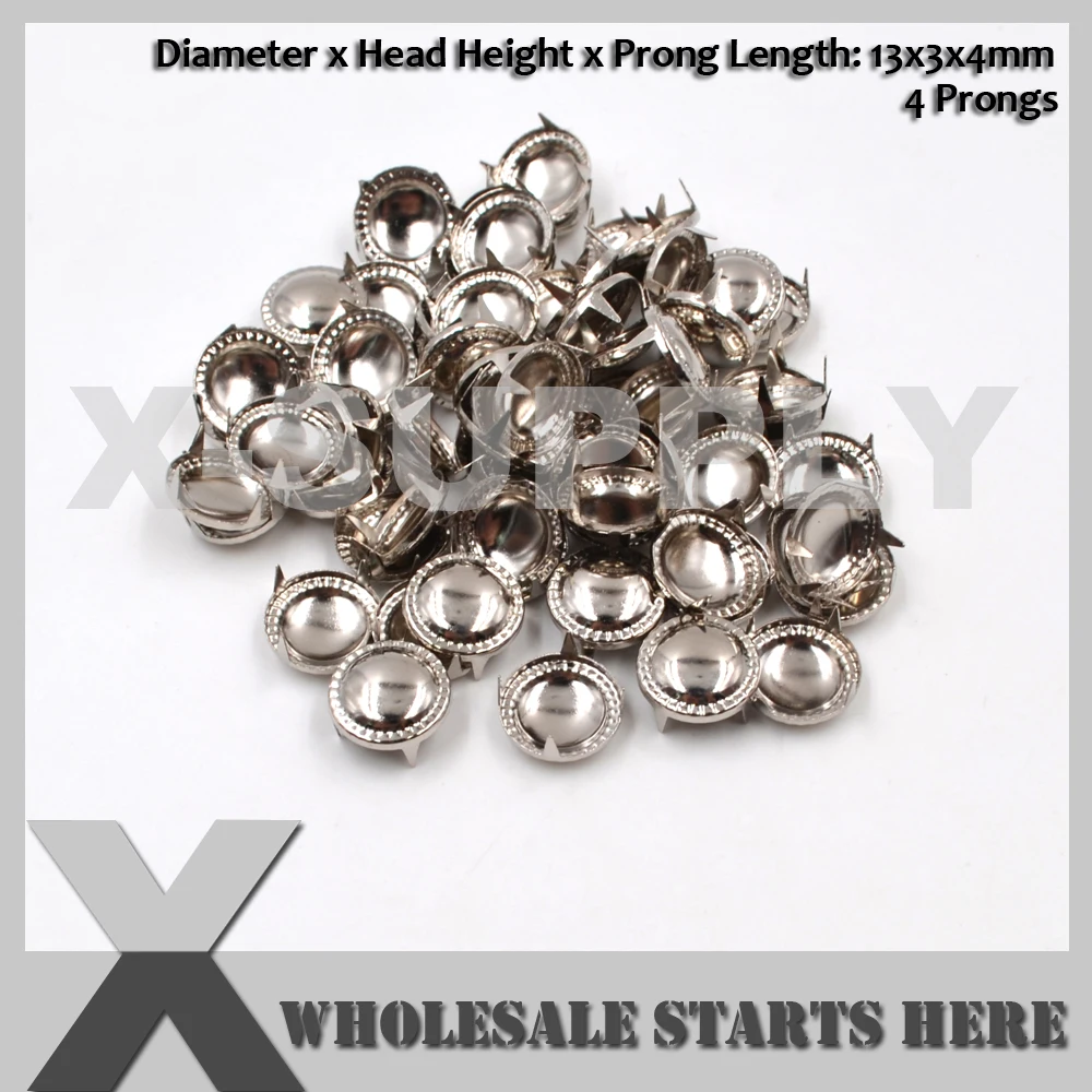 

13mm Round Dome Flower Nailhead Stud With 4 Prongs for Leather Craft/Bag/Shoe/Clothing