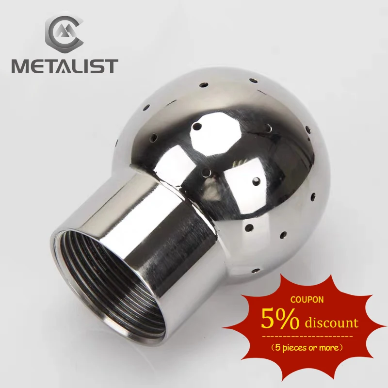 

METALIST DN32 BSP Female Thread SS304 Sanitary Pipe Fitting Fix Cleaning Spray Ball Tank Cleaning Ball Head Homebrew