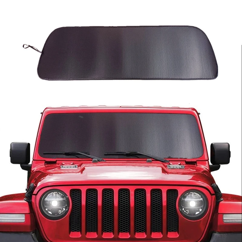 

Windshield Sunshade Cover, for Jeep Wrangler JL JLU 2018 2019 Aluminum Foil Sun Visor Mat Anti UV Ray Heat Shield