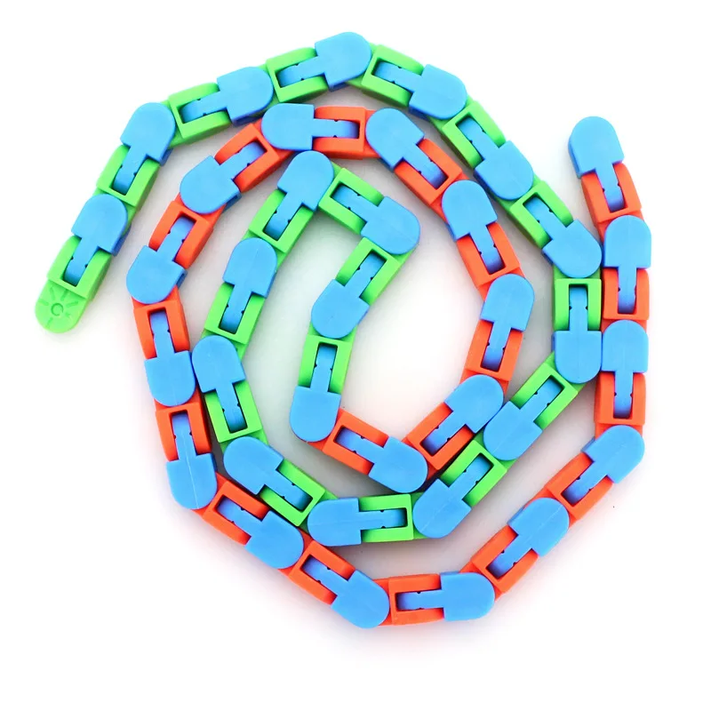 Fidget Toys Wacky Tracks Bicycle Chain Track 24 Knot Rotate Chain Anti Stress Toy Squeezing Sensory Figet Toys