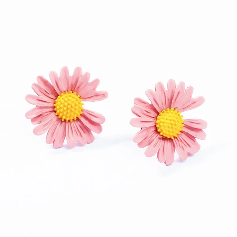 Pink Color Flower Drop Earrings for Women Summer Geometry Heart Leaf Butterfly Brincos Party Ear Jewelry Valentine\'s Day Gift