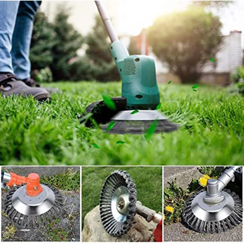 150mm Steel Wire Wheel Garden Weed Brush Lawn Mower Grass Eater Trimmer Brush Cutter Tools Garden Grass Trimmer Head Weed Brush