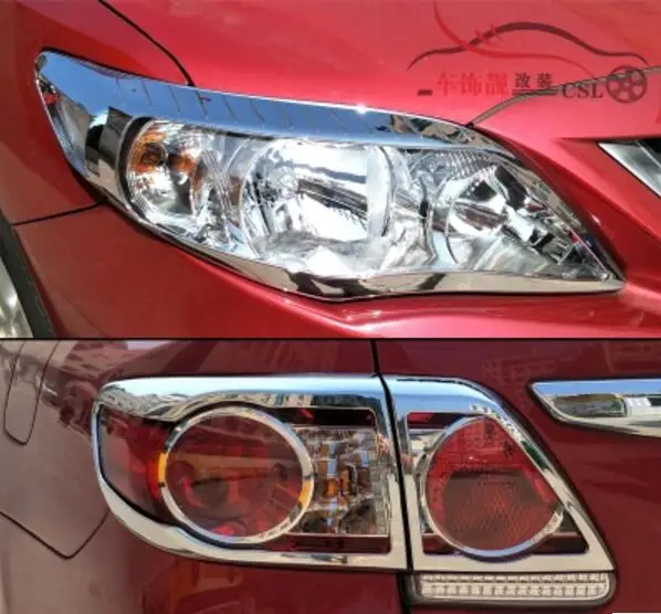 

ABS Chrome Car Front Headlight + Rear Tail Light Lamp Cover Trim For 08-13 Toyota corolla 2008-2013