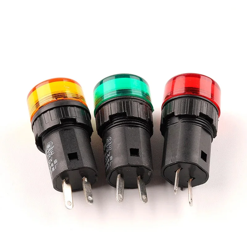 1PCS Colorful AD16-16E 2 Pin 16m Flash Signal Light LED 12V 24V 110V 220V 16mm Switch Red Green Yellow