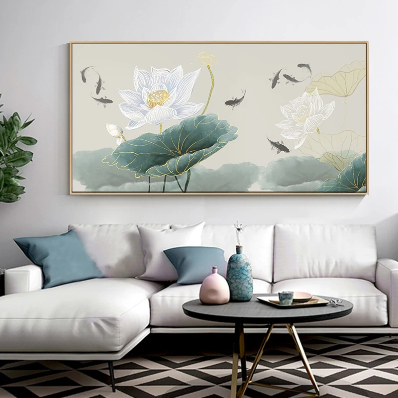 

EECAMAIL Diamond Painting 2019 New Living Room Simple Modern Chinese Diamond Embroidered Full Lotus Elegant 5D Diamond Home Deco