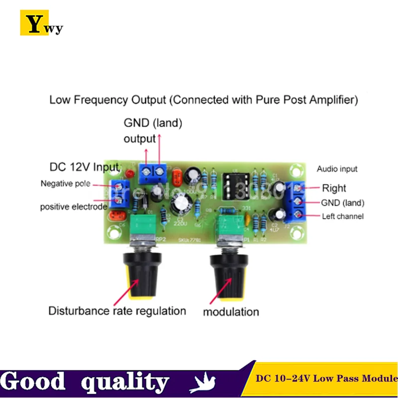 DC 10-24V Low Pass Module Accessories Amplifier Filter Plate 22Hz-300Hz Preamp Board Volume Control Smart Bass Tone Subwoofer