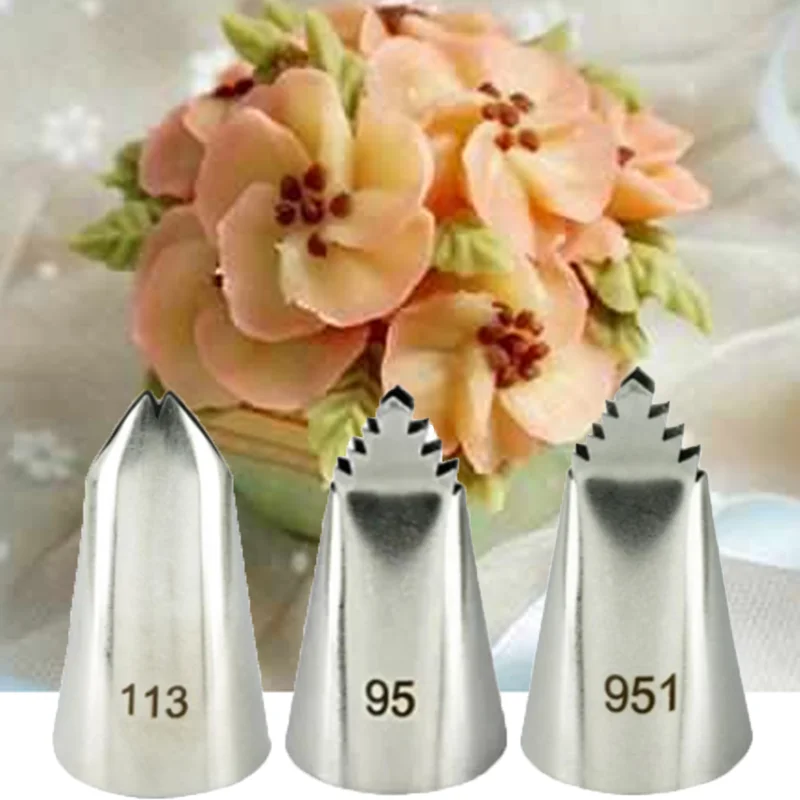 95#/951# /113# Leaf Stainless Steel Icing Piping Nozzles Cake Decorating Pastry Tip Sets Fondant Cupcake Tools Bakeware