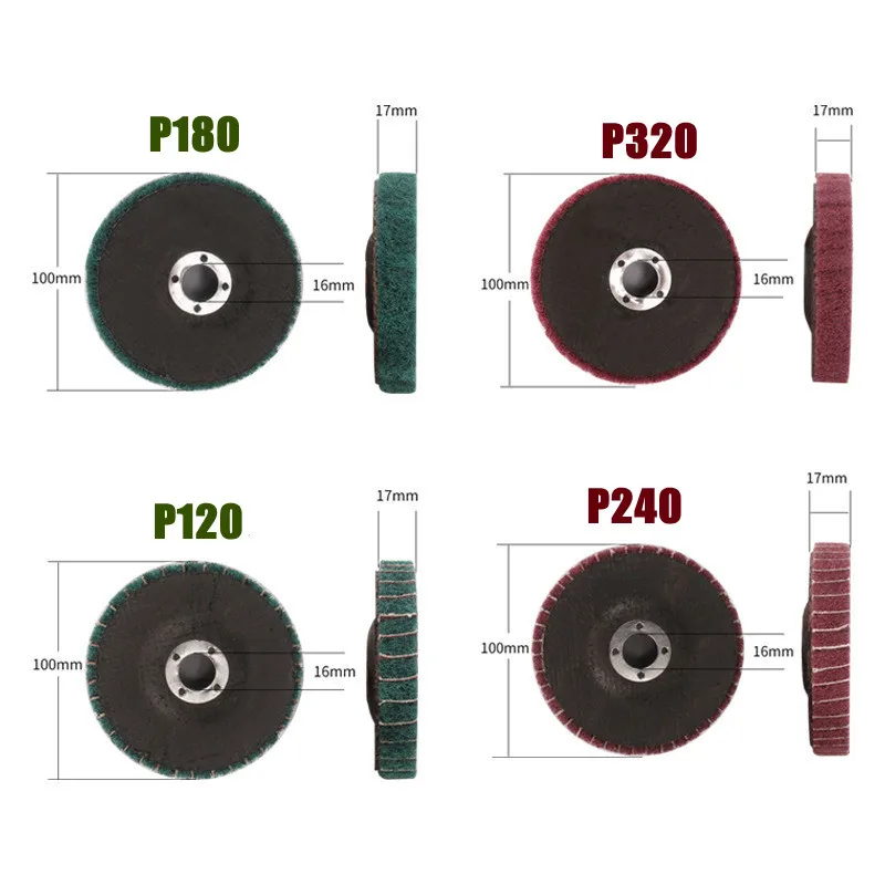 Disco de pulido de aleta de fibra de nailon de 4 ", almohadilla de fregado no tejida de 100x16mm, herramienta abrasiva para amoladora angular