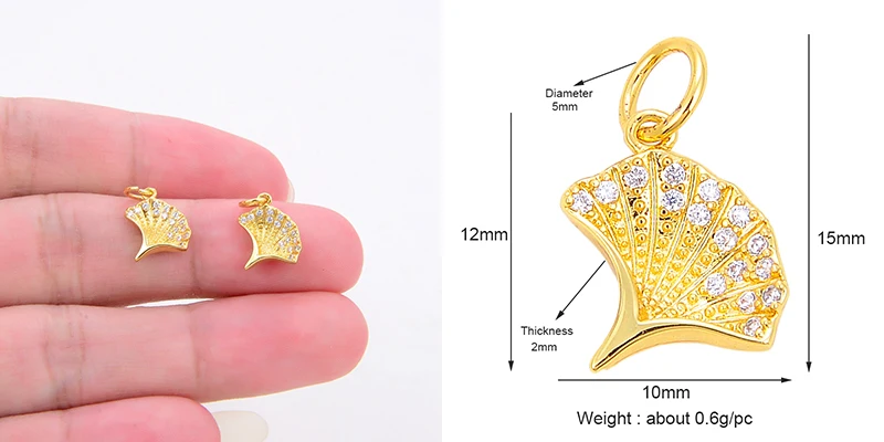 Pine Cone Lotus Coconut Tree Sun Flower Ginkgo Leaf 18K Gold Charm,Bracelet Earring Attachment Jewelry Components Findings L44