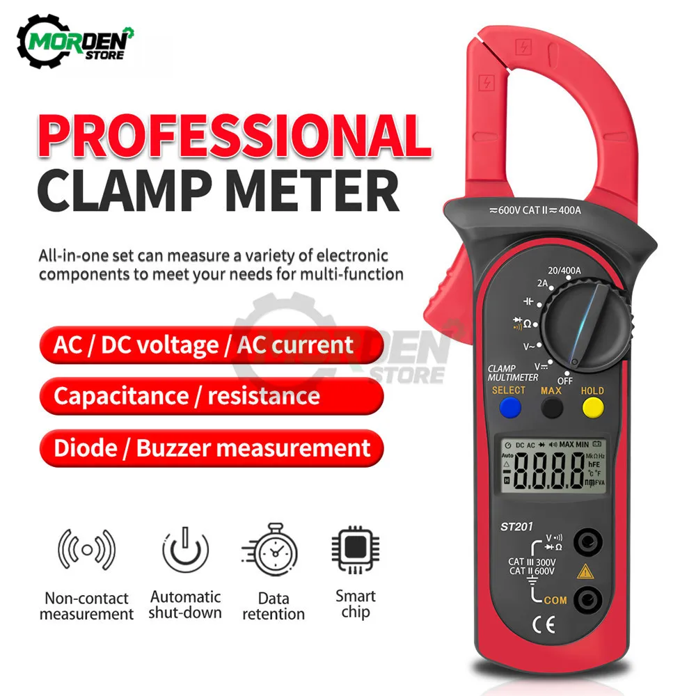 ST210 Digital Multimeter Clamp Meter DC/AC 600A Current Tester 6000 Counts True RMS Ampere Meter Tools Dropship