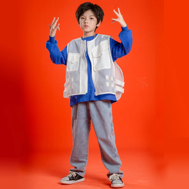 Vêtements de salle de bal pour enfants, Hip Hop, sweat-shirt, Streetwear, jean, pantalon, gilet sans manches pour filles et garçons, vêtements de danse, Costume