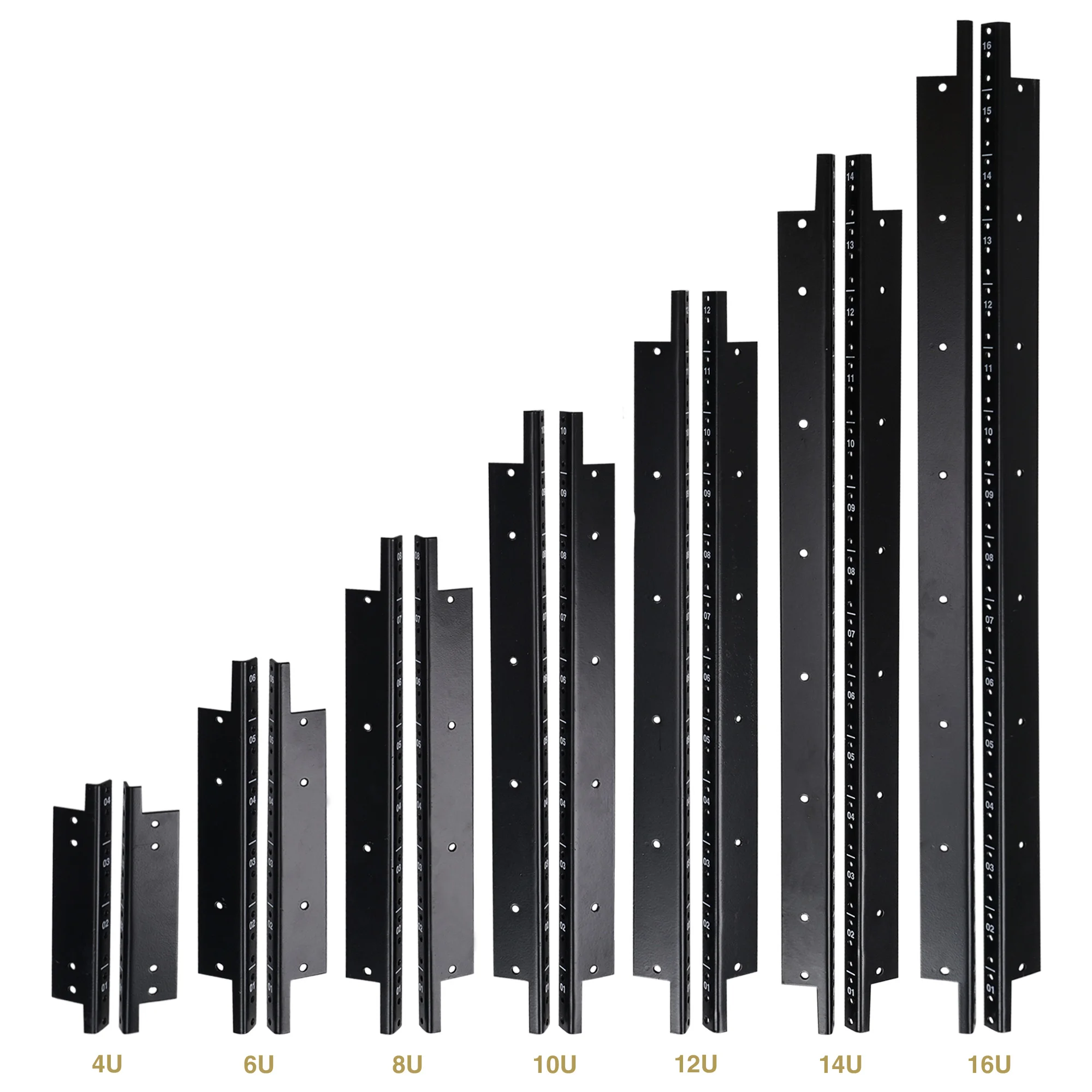 Sound Town 2-pack 10U Steel Rack Rails, with Black Powder Coated Finish and Screws (ST-RR-10U)