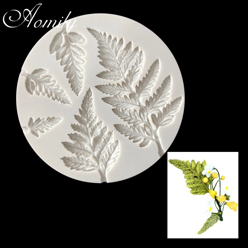 Aomily Mimosa Flower Leaf Fondant Cake Silicone Beautiful Flower Wedding Baking Mold Mousse Sugar Craft Icing Mat Pastry Tools