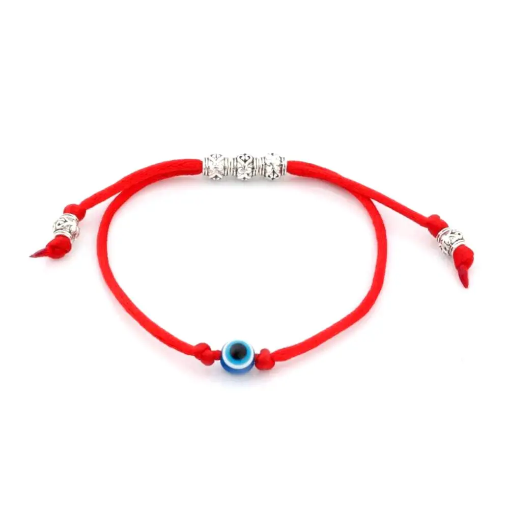 

10pcs Acrylic Blue Eye Kabbalah Red String Bracelet Alloy Bead Protection Health Luck Happiness Jewelry S11L05