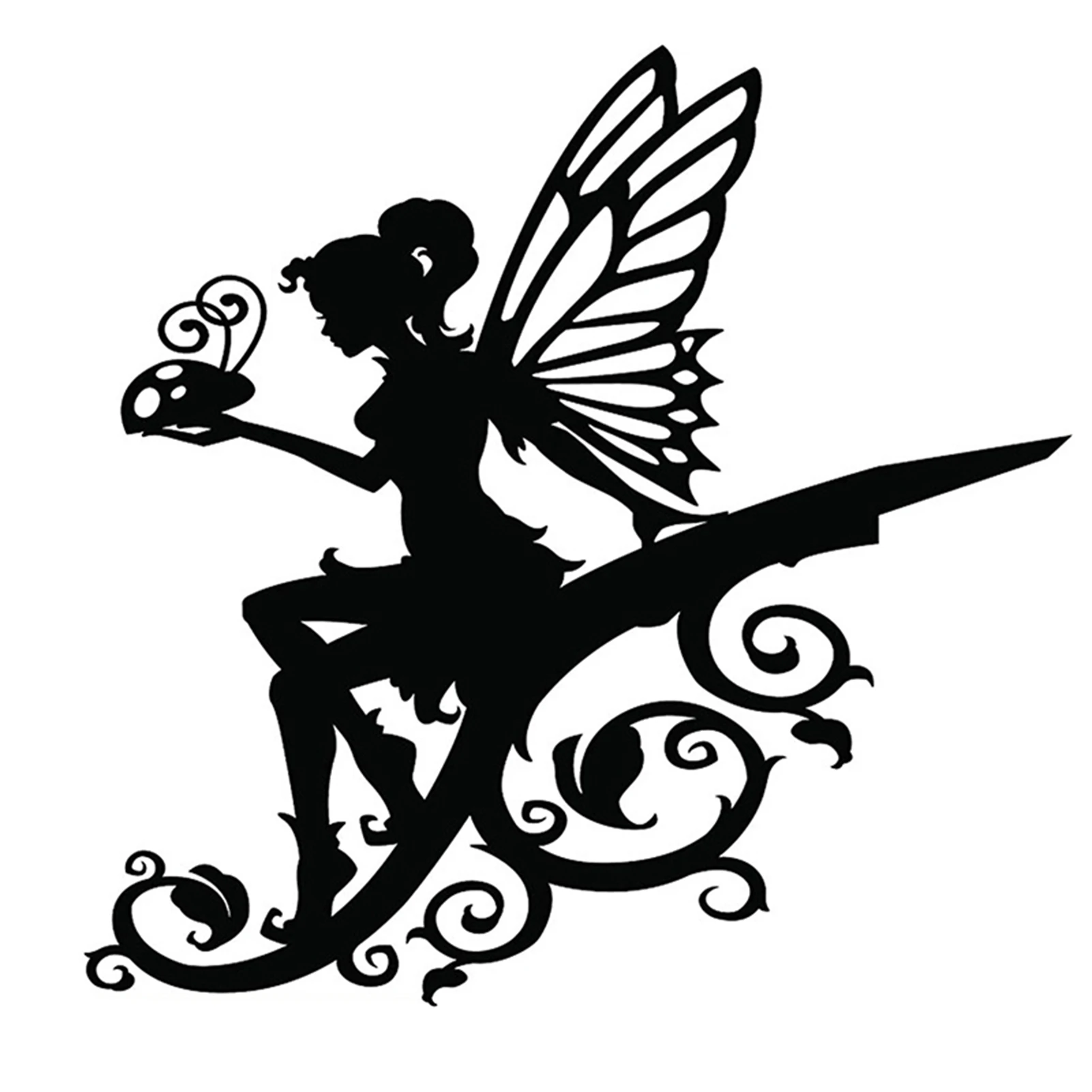 Decorazione di rami di albero di Silhouette di fata in metallo, accessori per decorazioni per esterni da giardino, statua di fata del cortile, decorazione artistica