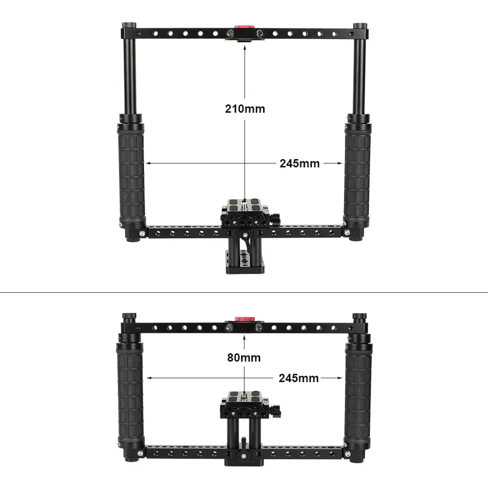 HDRiG C70 Kurungan Kamera Dslr Frame Penuh Genggam Dapat Disesuaikan dengan Pelat Dudukan Tripod untuk Canon Sony Nikon Panasonic Fujifilm