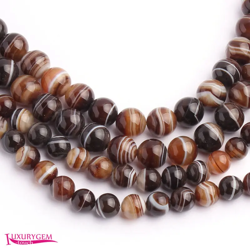 Natural Banded Agates Smooth Round 6,8,10mm Stone Necklace Bracelet Jewelry Loose Beads 15 Inch w4895