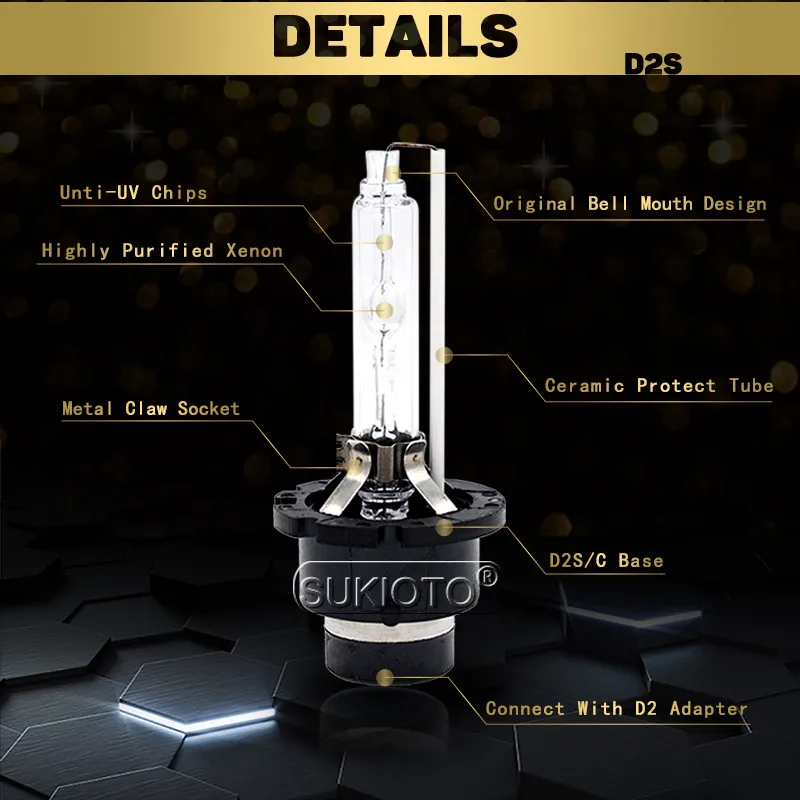 2PCS SUKIOTO GENUINE D1S 55W HID Xenon Headlight Bulb 66140 66144 85410 85415 35W D3S HID Light D2S D2R D4R D4S Xenon HID Lamps - Image 3