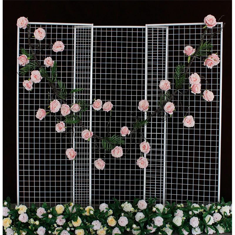 

Wedding party stage grid decorative flower balloons backdrop stand iron arch Rectangular screen Beveled grid screen decoration