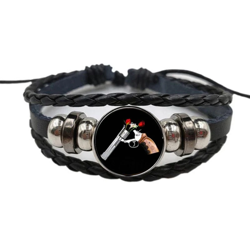 New Fashion Gun N Rose Button Bracelet Art Picture Glass Dome Bpgnr Logo Bracelet Steampunk Band Bracelet