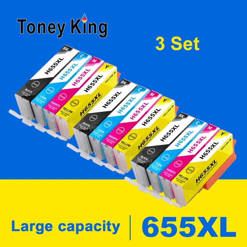 

3 Set Compatible 655 Ink Cartridge Replacement for HP 655 For HP655 For Deskjet 3525 5525 4615 4625 4525 6520 6525 6625 Printer
